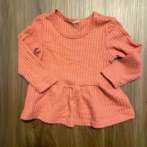 Boutique Girls Coral Waffle Knit Long Sleeve Top size 2T